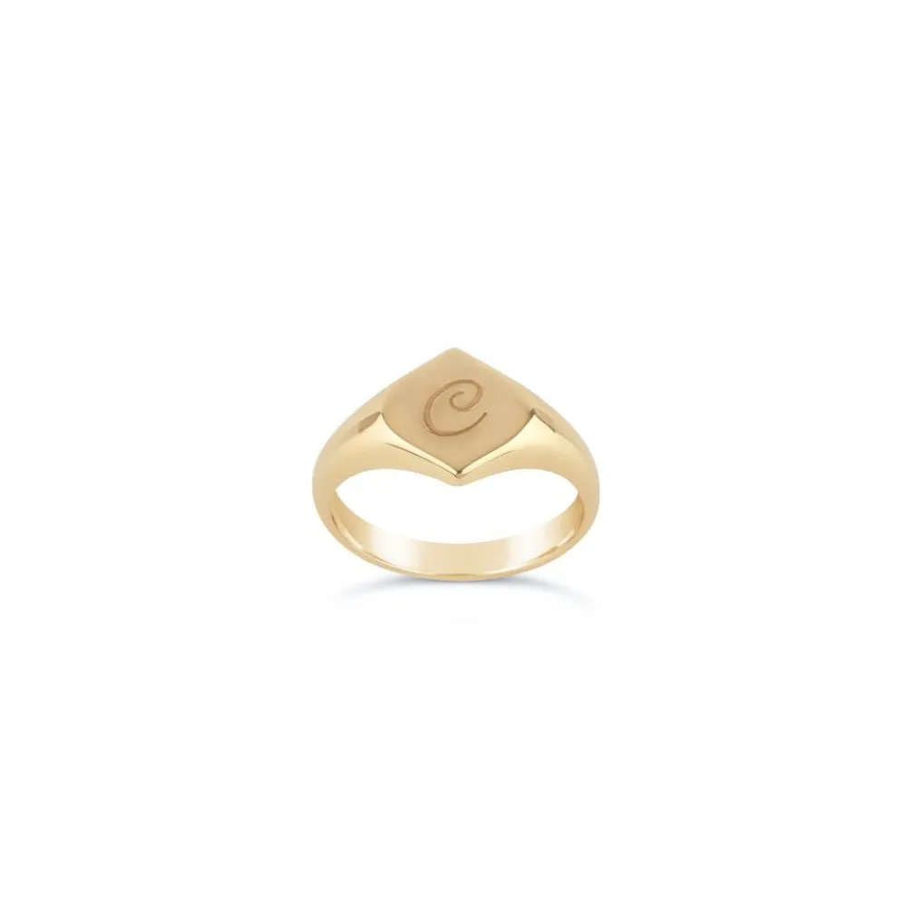 Dinny Hall Lotus Solid Gold Engraved Signet Pinky Ring