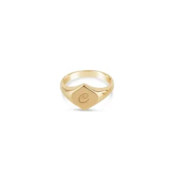 Dinny Hall Lotus Solid Gold Engraved Signet Pinky Ring