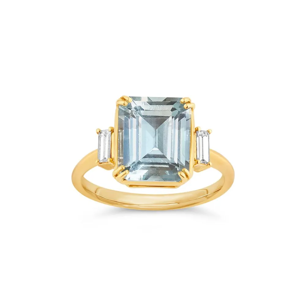 Dinny Hall Mae West 18K Fine Aquamarine & Diamond Ring