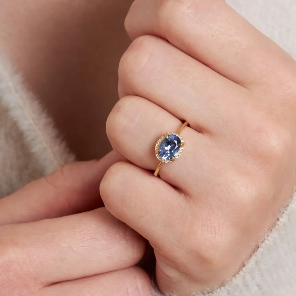 Dinny Hall Mia 18K Fine Cornflower Blue Sapphire & Diamond Ring