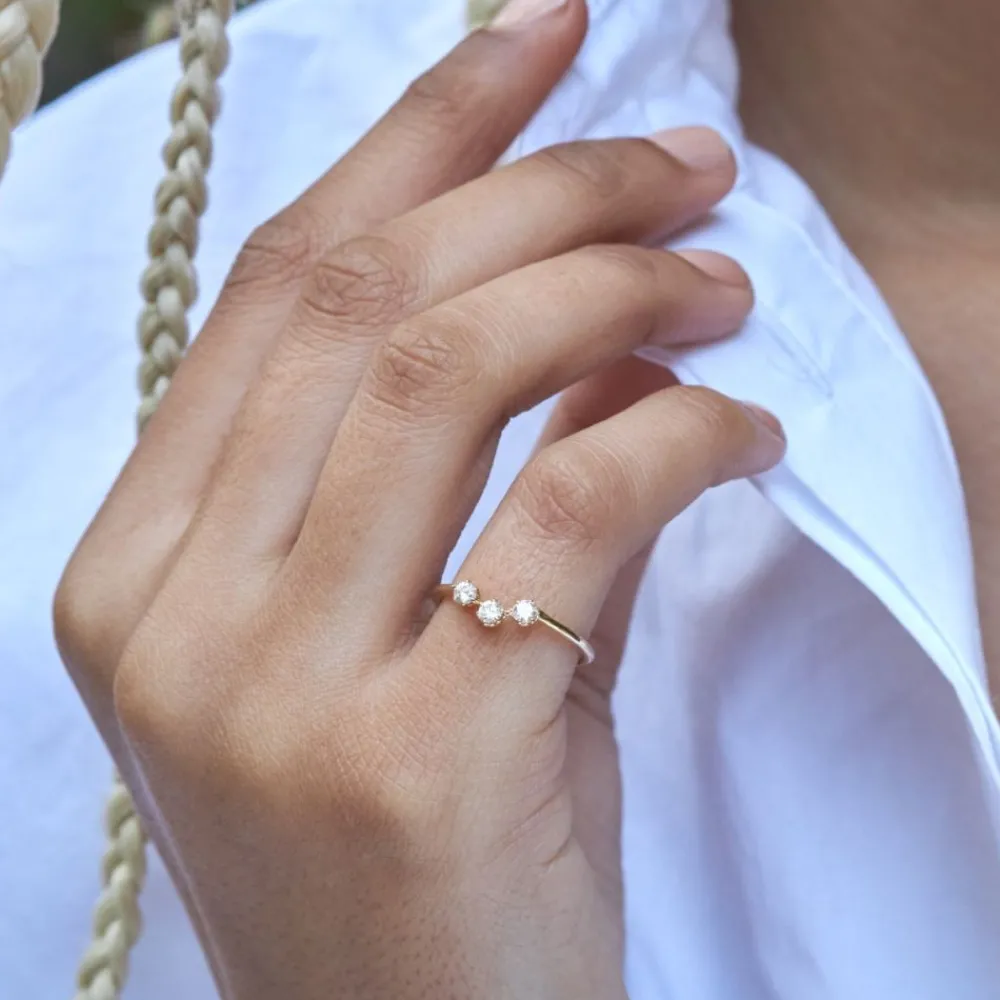 Dinny Hall Mini Curve Recycled Gold Diamond Pinky Ring