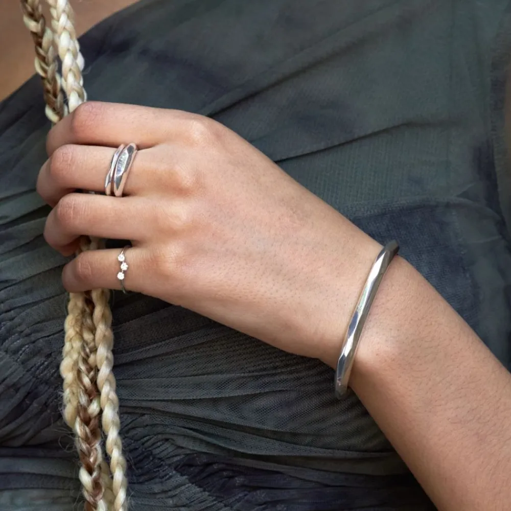 Dinny Hall Mini Curve Recycled Gold Diamond Pinky Ring
