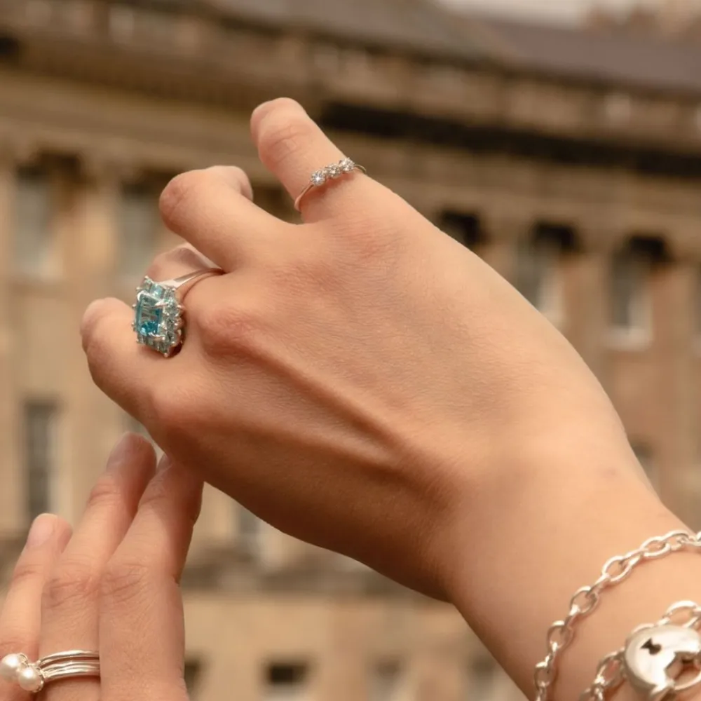 Dinny Hall Mini Ellie Trio Recycled Gold Diamond Pinky Ring
