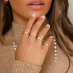 Dinny Hall Mini Ellie Trio Recycled Gold Diamond Pinky Ring