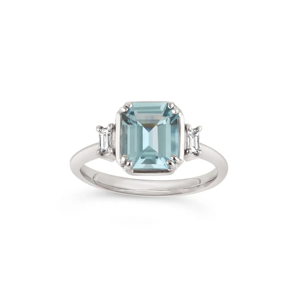 Dinny Hall Mini Mae West 18K Fine Aquamarine & Diamond Ring