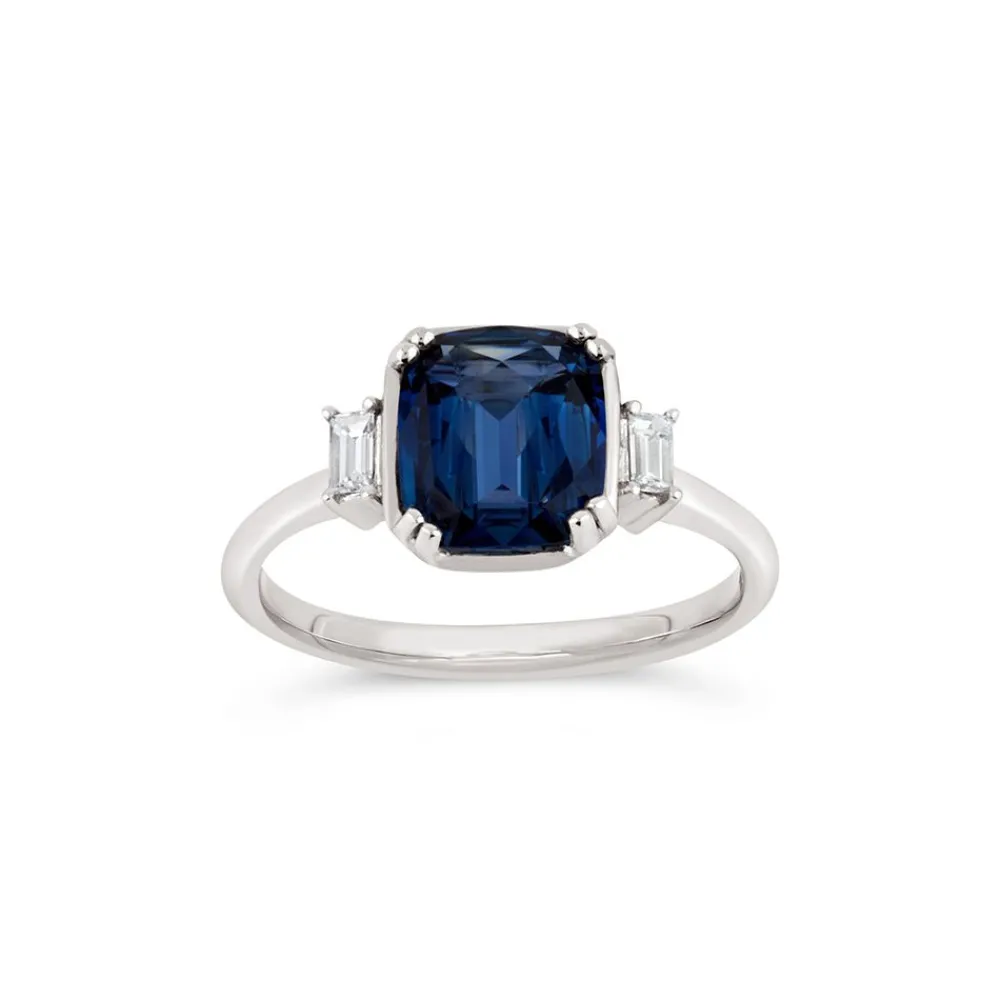 Dinny Hall Mini Mae West 18K Fine Deep Velvet Blue Sapphire & Diamond Ring