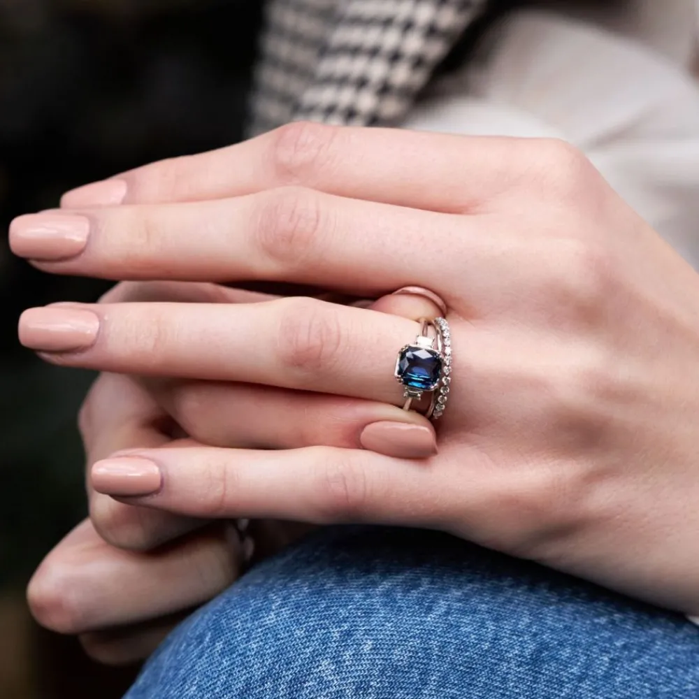 Dinny Hall Mini Mae West 18K Fine Deep Velvet Blue Sapphire & Diamond Ring