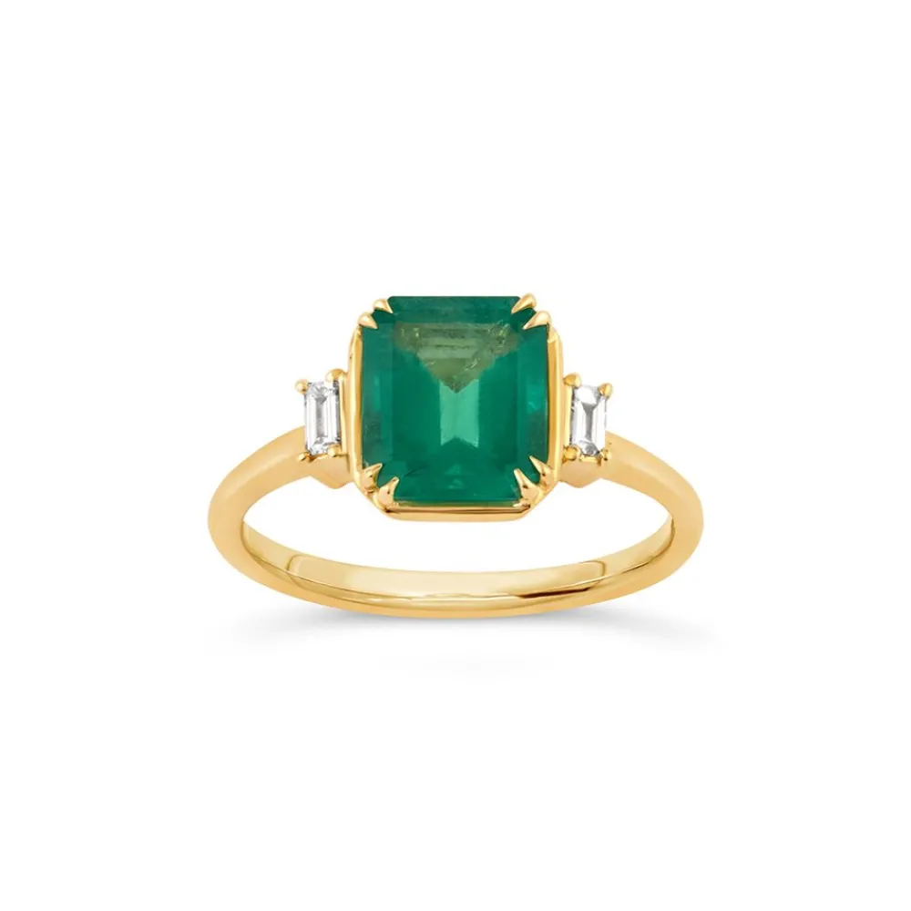 Dinny Hall Mini Mae West 18K Fine Emerald & Diamond Ring