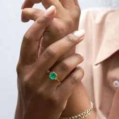 Dinny Hall Mini Mae West 18K Fine Emerald & Diamond Ring