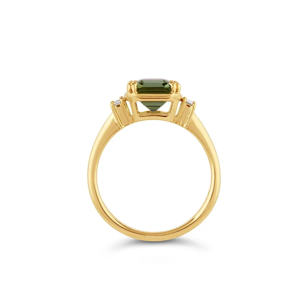 Dinny Hall Mini Mae West 18K Fine Lime Green Tourmaline & Diamond Ring
