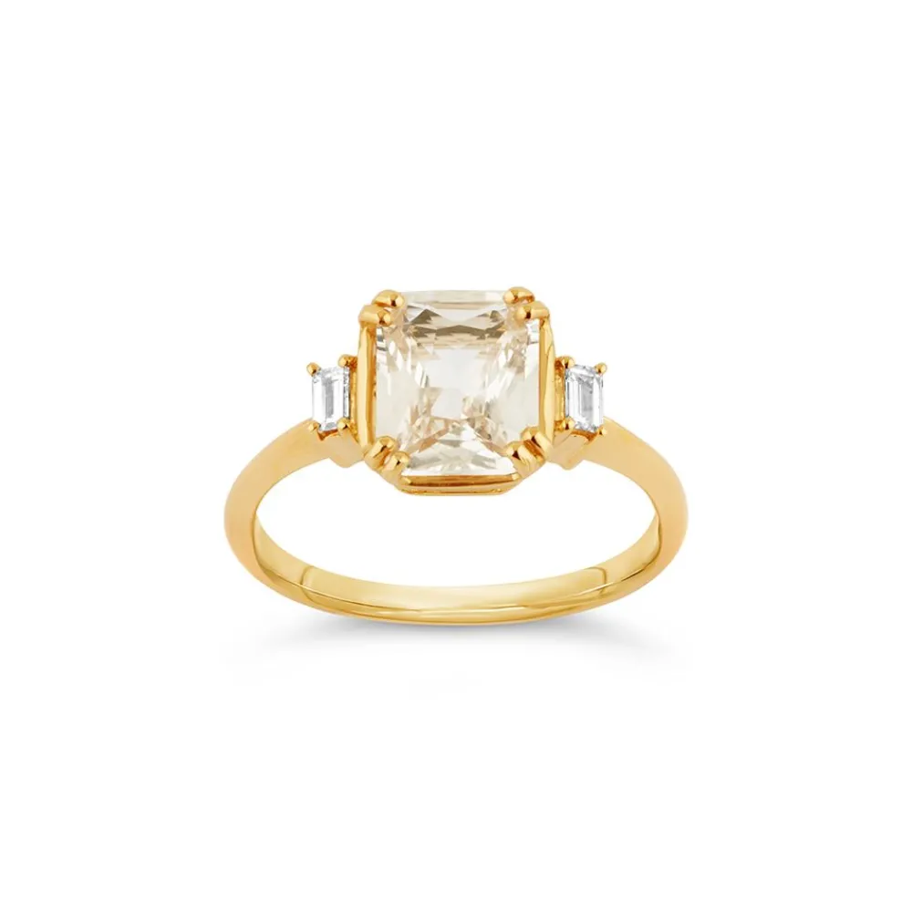 Dinny Hall Mini Mae West 18K Fine Natural White Sapphire & Diamond Ring
