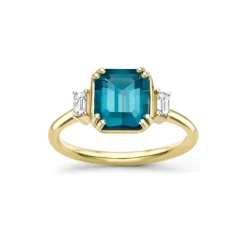 Dinny Hall Mini Mae West 18K Fine Teal Tourmaline & Diamond Ring