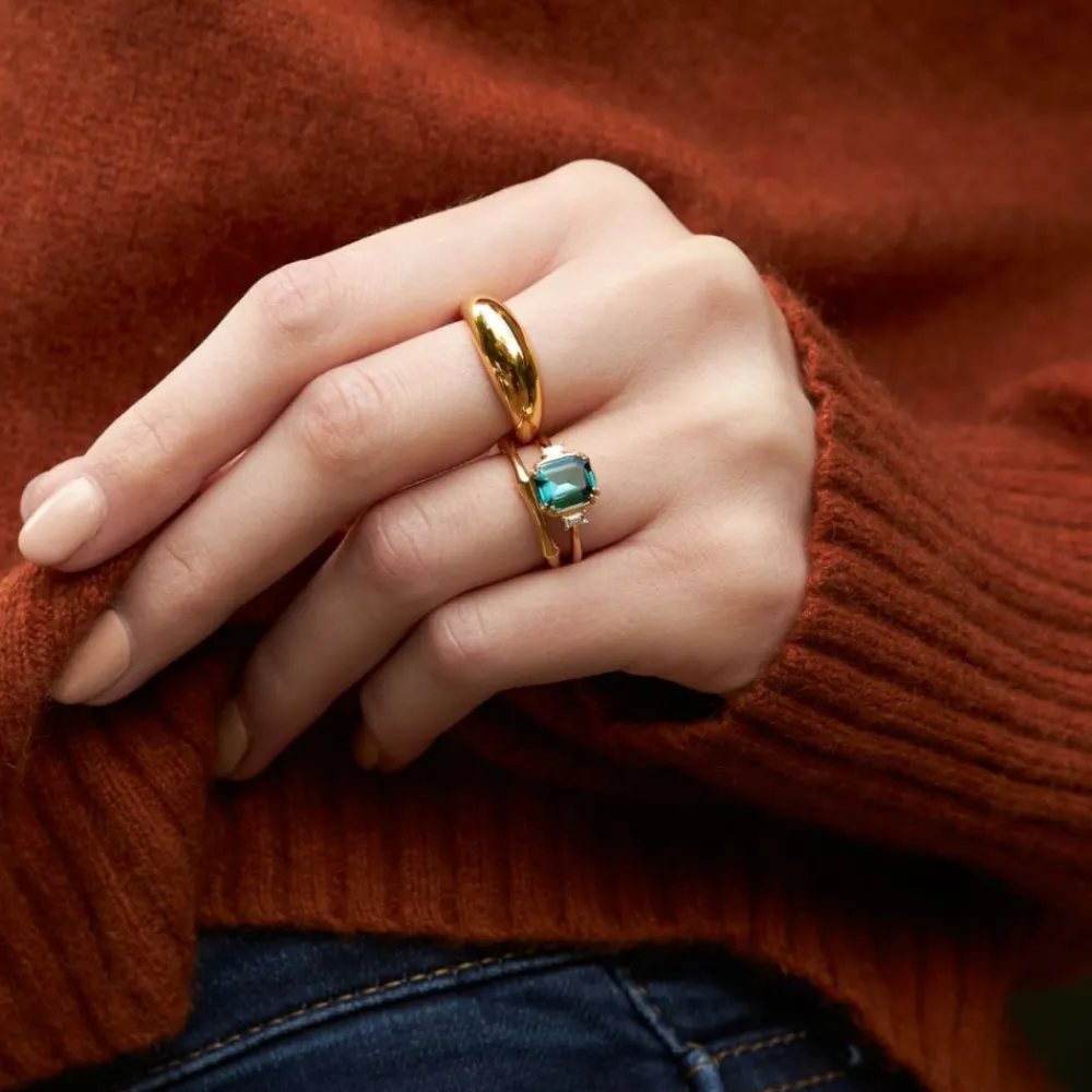 Dinny Hall Mini Mae West 18K Fine Teal Tourmaline & Diamond Ring