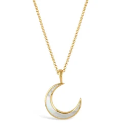 Dinny Hall Moon Charm Pendant With Inlaid Mother Of Pearl