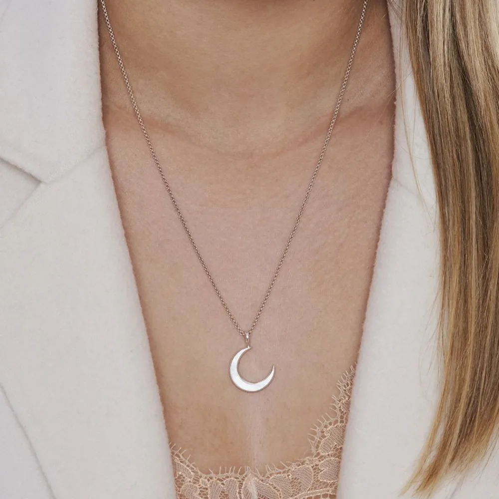Dinny Hall Moon Charm Pendant With Inlaid Mother Of Pearl