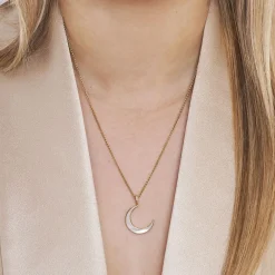 Dinny Hall Moon Charm Pendant With Inlaid Mother Of Pearl