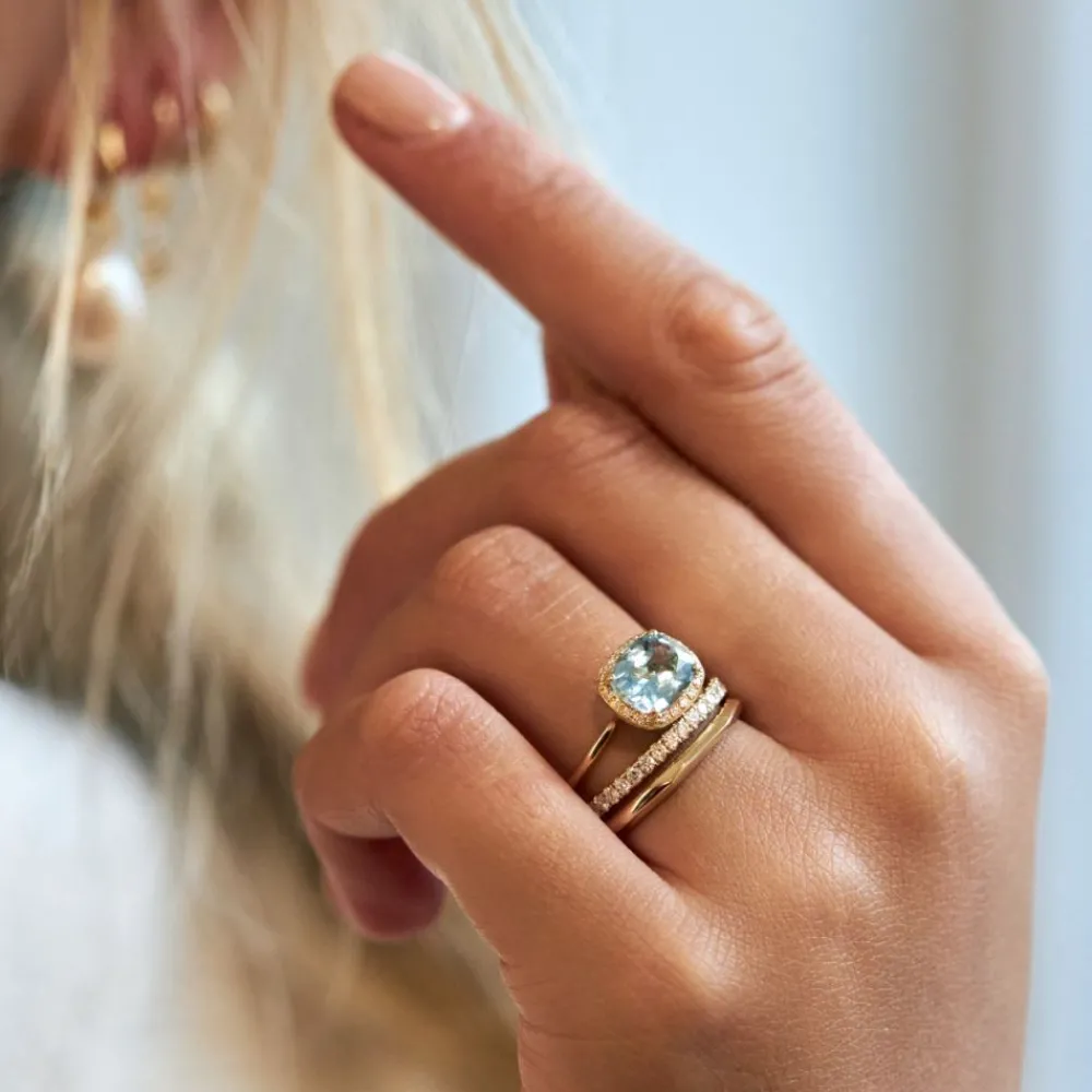 Dinny Hall Sheba Cushion 18K Fine Aquamarine & Diamond Ring
