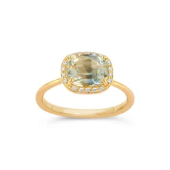 Dinny Hall Sheba Cushion 18K Fine Bi-Colour Parti Blue Lemon Sapphire & Diamond Ring