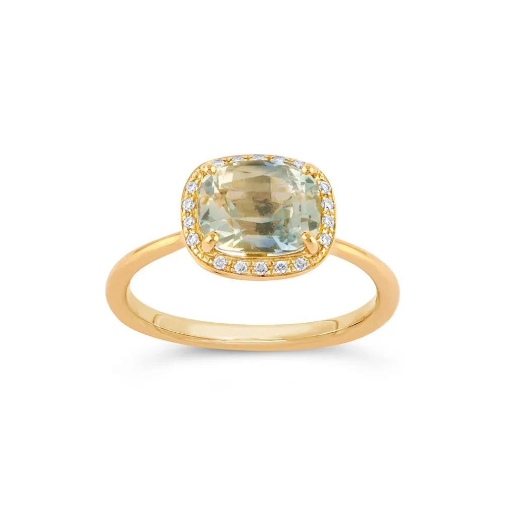 Dinny Hall Sheba Cushion 18K Fine Bi-Colour Parti Blue Lemon Sapphire & Diamond Ring