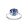 Dinny Hall Sheba Cushion 18K Fine Cornflower Blue Sapphire & Diamond Ring