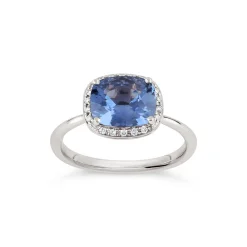 Dinny Hall Sheba Cushion 18K Fine Cornflower Blue Sapphire & Diamond Ring