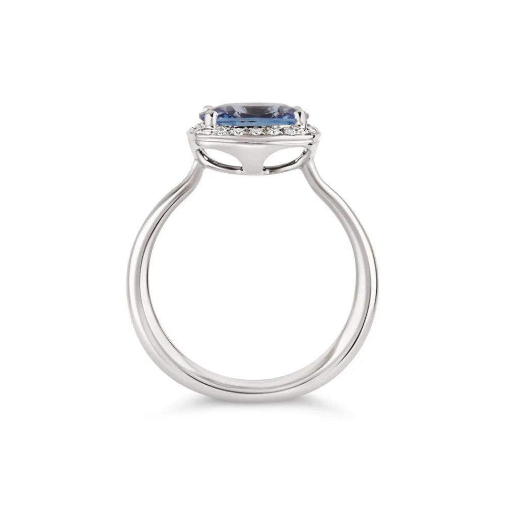 Dinny Hall Sheba Cushion 18K Fine Cornflower Blue Sapphire & Diamond Ring