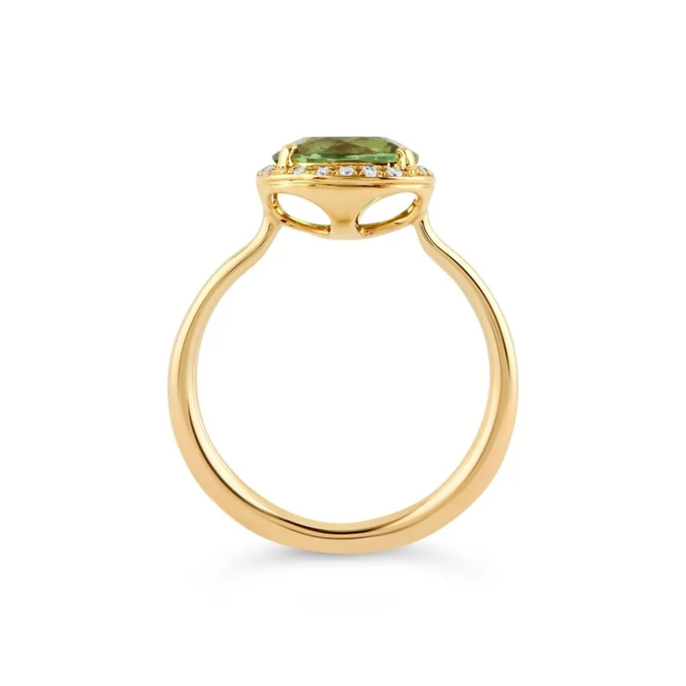 Dinny Hall Sheba Cushion 18K Fine Fern Green Tourmaline & Diamond Ring
