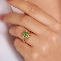 Dinny Hall Sheba Cushion 18K Fine Fern Green Tourmaline & Diamond Ring