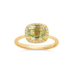 Dinny Hall Sheba Cushion 18K Fine Green Garnet & Diamond Ring