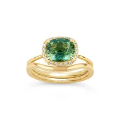 Dinny Hall Sheba Cushion 18K Fine Green Tourmaline & Diamond Ring