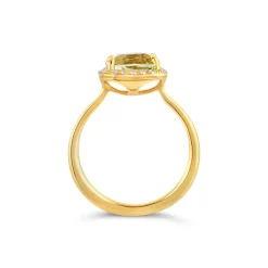 Dinny Hall Sheba Cushion 18K Fine Green Garnet & Diamond Ring