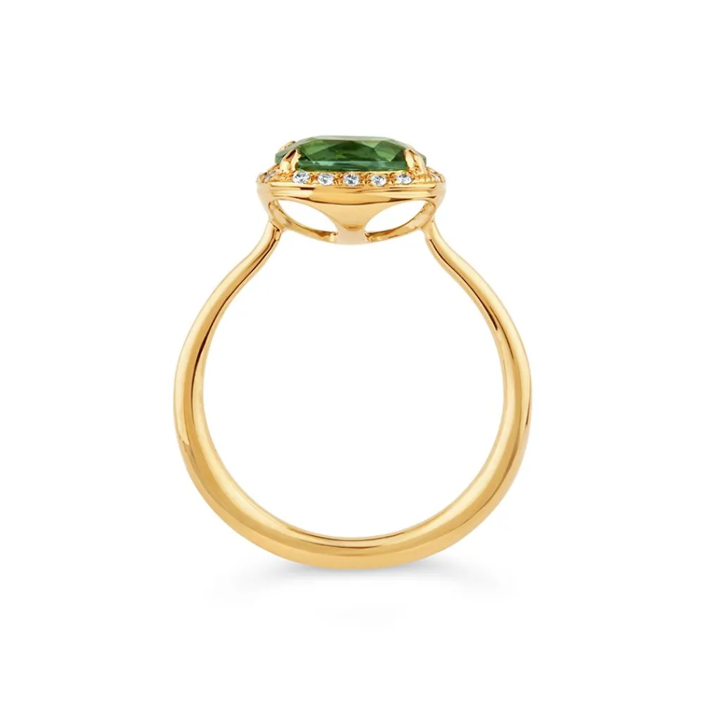 Dinny Hall Sheba Cushion 18K Fine Green Tourmaline & Diamond Ring
