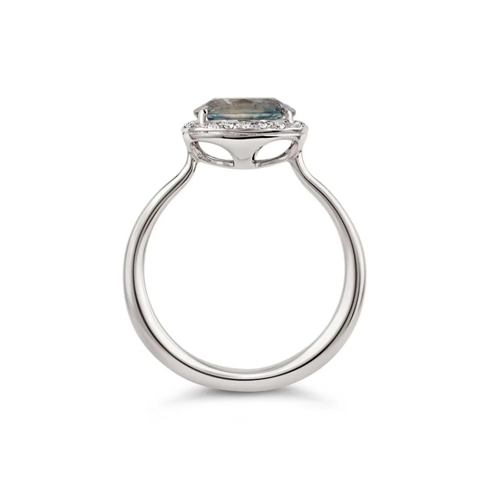 Dinny Hall Sheba Cushion 18K Fine Light Blue Sapphire & Diamond Ring