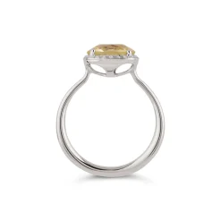 Dinny Hall Sheba Cushion 18K Fine Pale Lemon Yellow Sapphire & Diamond Ring