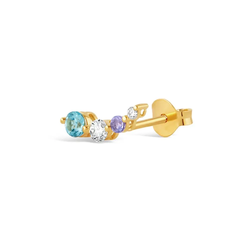 Dinny Hall Shuga Created Diamond & Gemstone Single Tapering Crawler Stud