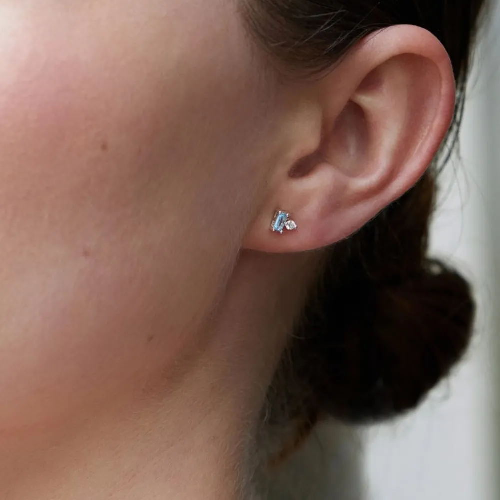 Dinny Hall Shuga Gemstone Baguette & Created Diamond Studs