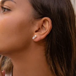 Dinny Hall Shuga 14K Double Pearl & Diamond Studs