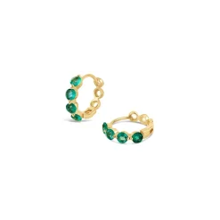 Dinny Hall Shuga 14K Gold Emerald Huggie Hoops