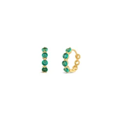 Dinny Hall Shuga 14K Gold Emerald Huggie Hoops