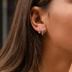Dinny Hall Shuga 14K Gold Emerald Huggie Hoops