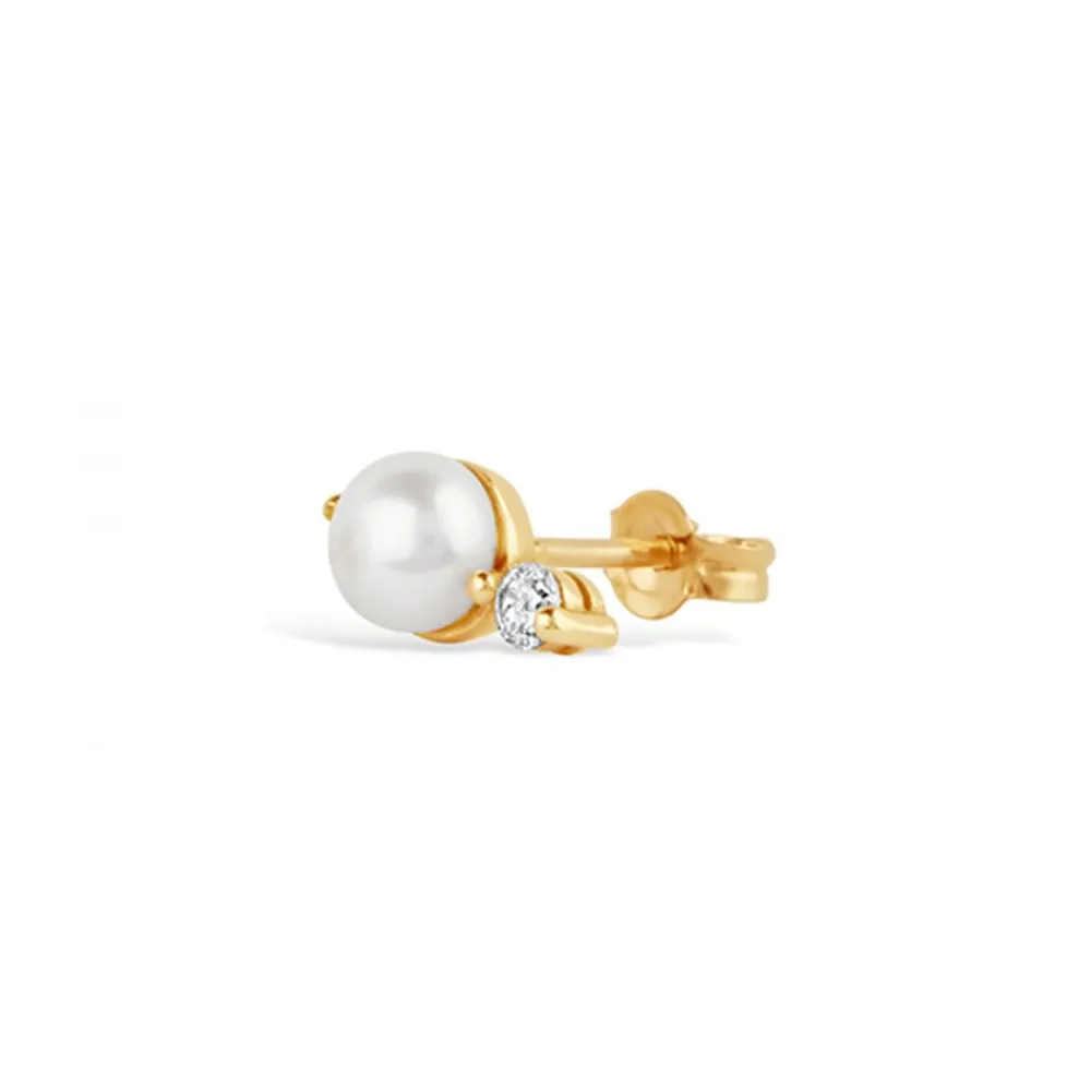 Dinny Hall Shuga 14K Gold Pearl & Diamond Single Stud