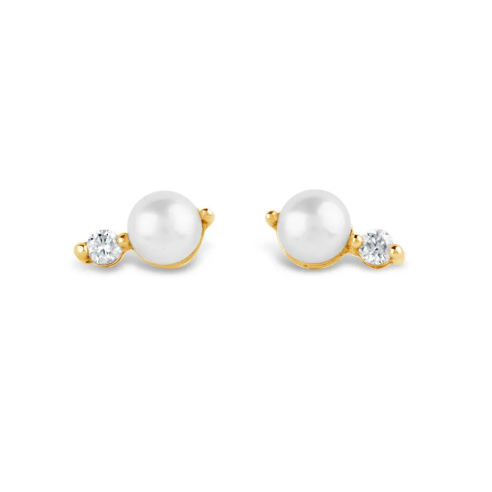 Dinny Hall Shuga 14K Gold Pearl & Diamond Studs
