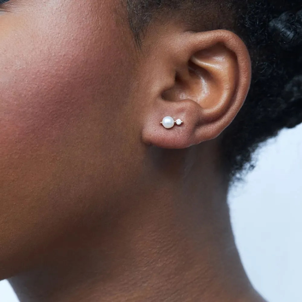 Dinny Hall Shuga 14K Gold Pearl & Diamond Studs