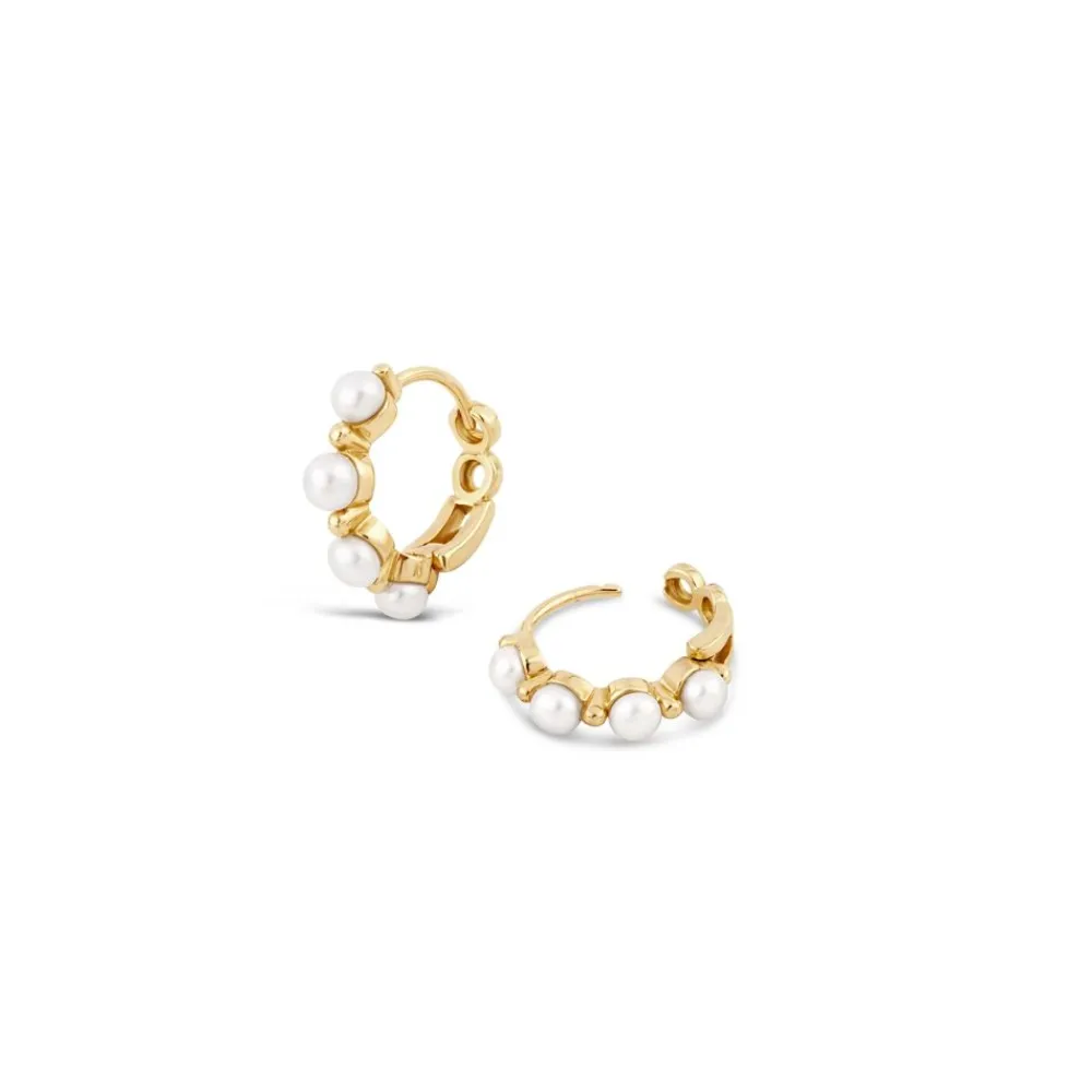 Dinny Hall Shuga 14K Gold Pearl Huggie Hoops