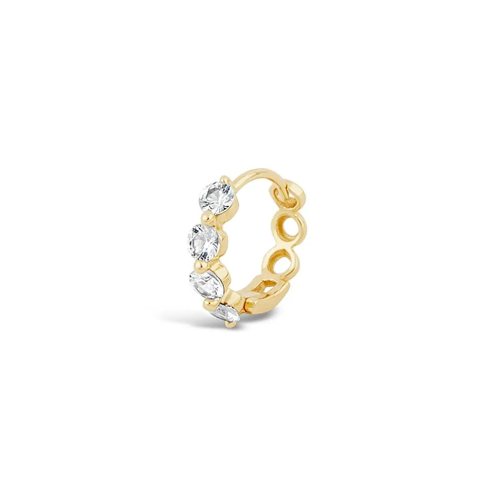 Dinny Hall Shuga 14K Gold Single White Sapphire Huggie Hoop