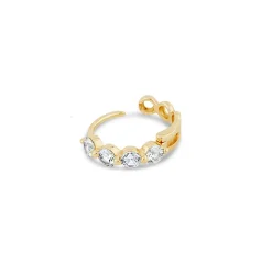 Dinny Hall Shuga 14K Gold Single White Sapphire Huggie Hoop
