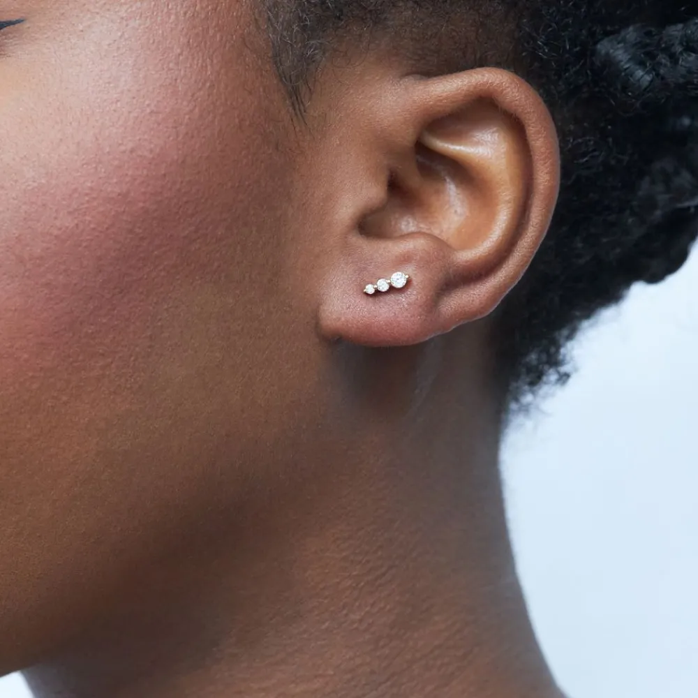 Dinny Hall Shuga 14K Gold Tapering Triple Diamond Studs