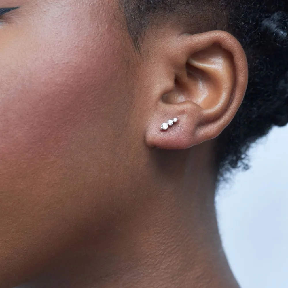 Dinny Hall Shuga 14K Gold Tapering Triple Diamond Studs