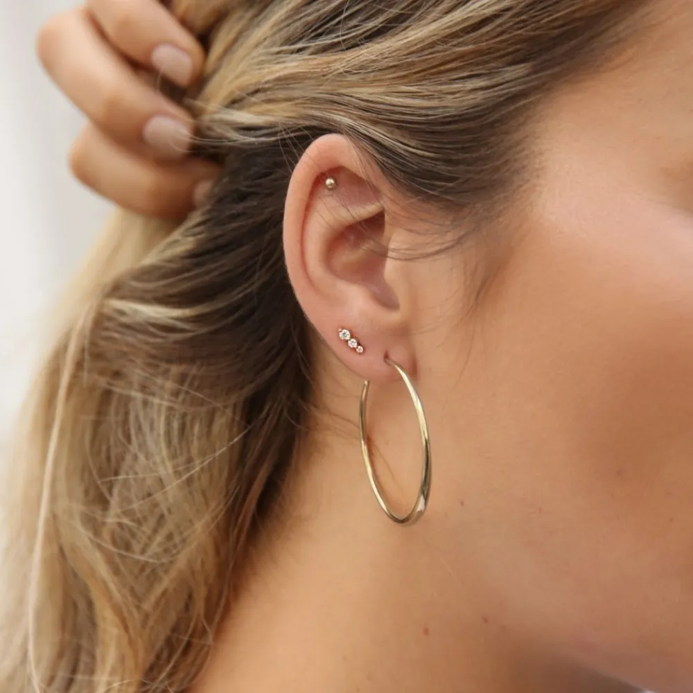 Dinny Hall Shuga 14K Gold Tapering Triple Diamond Studs