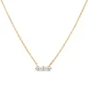 Dinny Hall Shuga 14K Gold Three Stone Diamond Bar Necklace